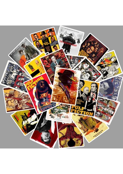 E163 (24 Adet) Stili Quentin Tarantino Filmi Pulp Fiction ve Kill Bill Stickerları Dıy Laptop Valiz Buzdolabı Süslemesi Su Geçirmez Oyuncak Sticker (Yurt Dışından)