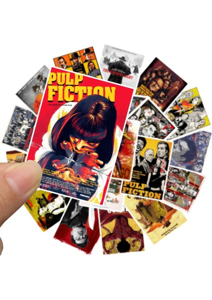E163 (24 Adet) Stili Quentin Tarantino Filmi Pulp Fiction ve Kill Bill Stickerları Dıy Laptop Valiz Buzdolabı Süslemesi Su Geçirmez Oyuncak Sticker (Yurt Dışından)