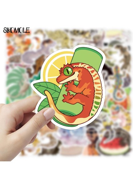 50 ADET-1252 Tarzı Pcs Gecko Karikatür Sürüngen Evcil Hayvan Stickerları Pegatinas Kaykay Etiket Bagaj Sticker Çocuk Oyuncakları F5 (Yurt Dışından) fırsatları