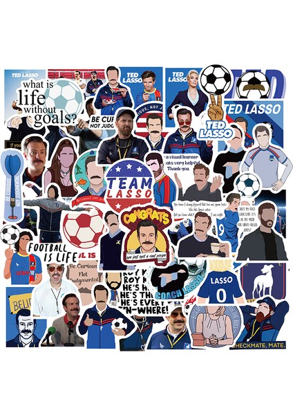 10 Adet Rastgele Sl Stili Pcsset Çizgi Dizi Ted Lasso Tv Şovu Karışık Grafiti Stickerları Bagaj Diy Kasa Kaykay Stickerlar Dizüstü Bilgisayar Kask Gitar (Yurt Dışından)