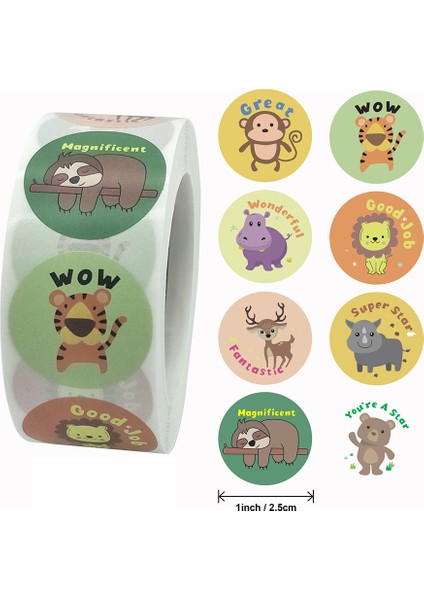 1 Rulo B Stili Rulo Dizüstü Bilgisayar Etiketleri Ödül Motivasyon Hayvan Sticker Oyuncaklar Hayvanat Bahçesi Sevimli Stickerlar Telefon Üzerinde (Yurt Dışından) fırsatları