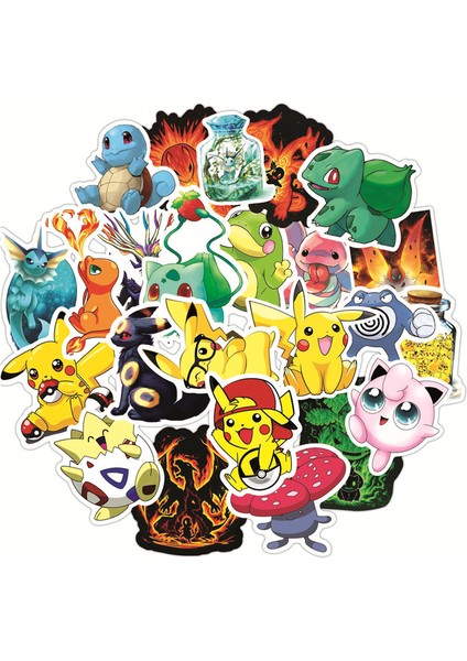 Deve Tarzı Karikatür Anime Pokemon Çıkartmaları Sevimli Pikachu Go Laptop Bisiklet Araç Kaykay Gitar Su Geçirmez Sticker Komik Çocuk Oyuncakları (Yurt Dışından)
