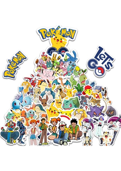 Deve Tarzı Karikatür Anime Pokemon Çıkartmaları Sevimli Pikachu Go Laptop Bisiklet Araç Kaykay Gitar Su Geçirmez Sticker Komik Çocuk Oyuncakları (Yurt Dışından)