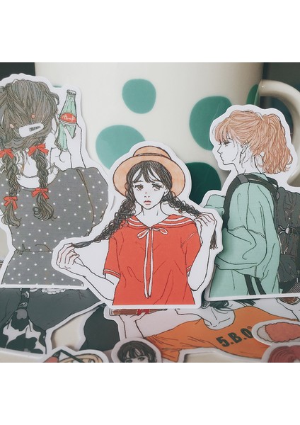 Çanta Kawaii Kız Çıkartmalar Dıy Ajandalar Için El Boyaması Güzel Kız Serisi Albüm Günlük Mutlu Plan Dekoratif Çıkartmalar (Yurt Dışından)