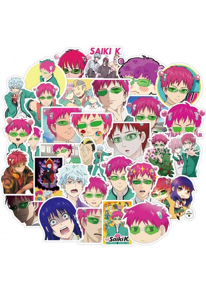 50 Kuang Du Tarzı Anime Saiki K'nın Felaket Dolu Hayatı Sticker Çıkartmaları Saiki Kusuo Sticker Laptop Kaykay Motosiklet Çocuklar Kendi Kendine Yapışkan Oyuncaklar Için (Yurt Dışından)