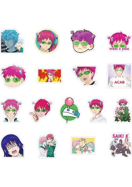 50 Kuang Du Tarzı Anime Saiki K'nın Felaket Dolu Hayatı Sticker Çıkartmaları Saiki Kusuo Sticker Laptop Kaykay Motosiklet Çocuklar Kendi Kendine Yapışkan Oyuncaklar Için (Yurt Dışından)