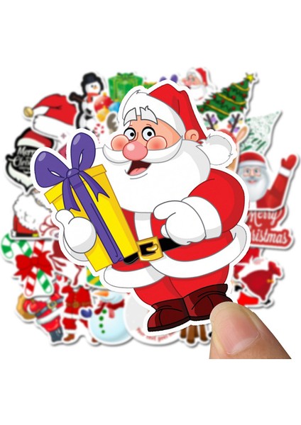Sevimli Renkli Yılbaşı Stickerı Noel Baba Kar Küresi Noel Ağacı Laptop Kaykay Ince Yeni Yıl Hediye Stickerı (Yurt Dışından)