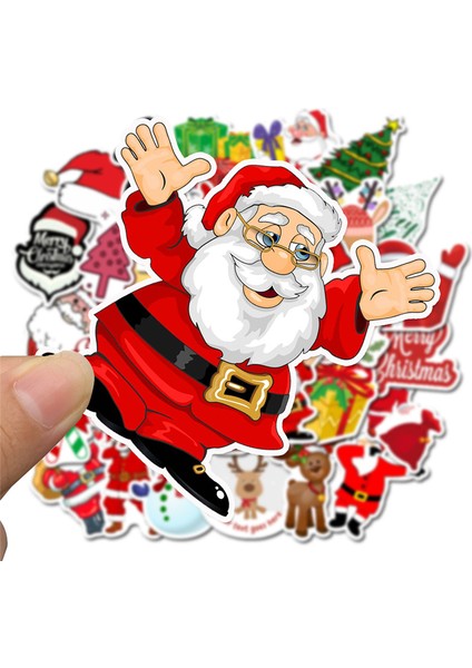 Sevimli Renkli Yılbaşı Stickerı Noel Baba Kar Küresi Noel Ağacı Laptop Kaykay Ince Yeni Yıl Hediye Stickerı (Yurt Dışından)
