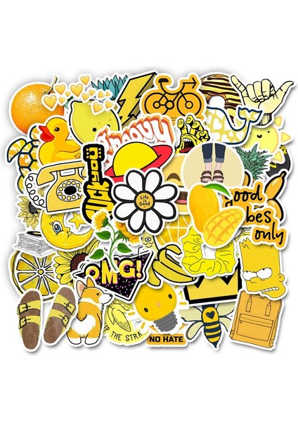 50 Adet Sarı Stil Yaz Sticker Paketi Pembe Kız Anime Sticker Çocuklar Için Laptop Buzdolabı Telefon Kaykay Valiz Sticker (Yurt Dışından)