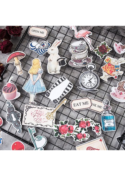 Çanta Vintage Alice Serisi Etiketler Dıy Scrapbooking Junk Journal Albüm Günlük Mutlu Plan Dekoratif Etiketler (Yurt Dışından)