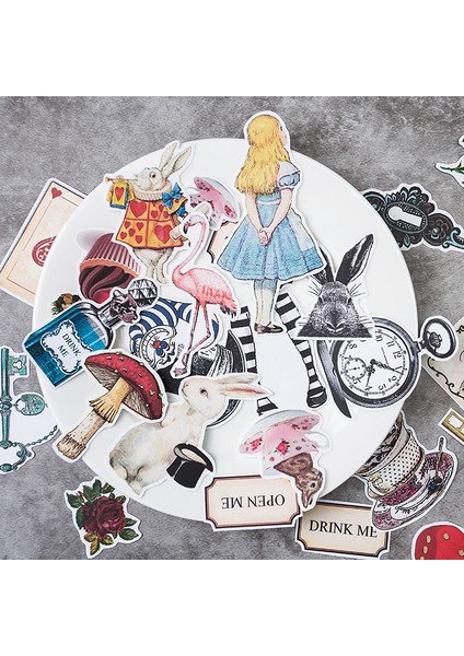 Çanta Vintage Alice Serisi Etiketler Dıy Scrapbooking Junk Journal Albüm Günlük Mutlu Plan Dekoratif Etiketler (Yurt Dışından) fiyatları
