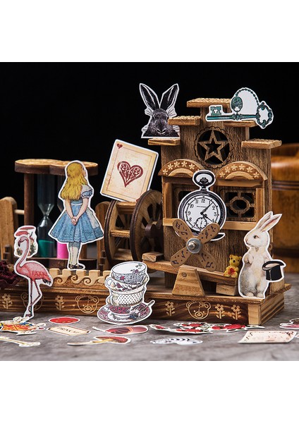 Çanta Vintage Alice Serisi Etiketler Dıy Scrapbooking Junk Journal Albüm Günlük Mutlu Plan Dekoratif Etiketler (Yurt Dışından) fırsatları