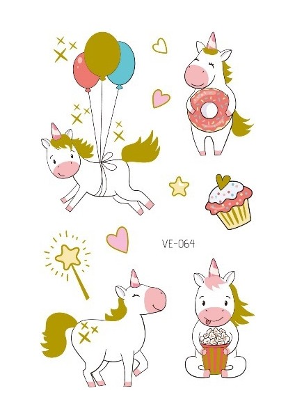 No.64 Tarzı Çocuklar Için Çizgi Film Unicorn Geçici Dövme Sticker Yüz Çocuk Vücut Sahte Dövme Vücut Makyajı Su Geçirmez Yüz Etiketleri (Yurt Dışından)