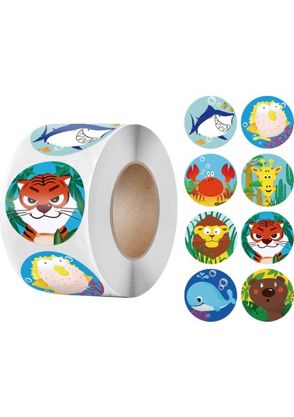 Kırmızı Stil Çocuklar Için Hayvan Ödül Stickerları Rulo - Okul Öğretmen Malzemeleri Için Sevimli Stickerlar (Yurt Dışından)