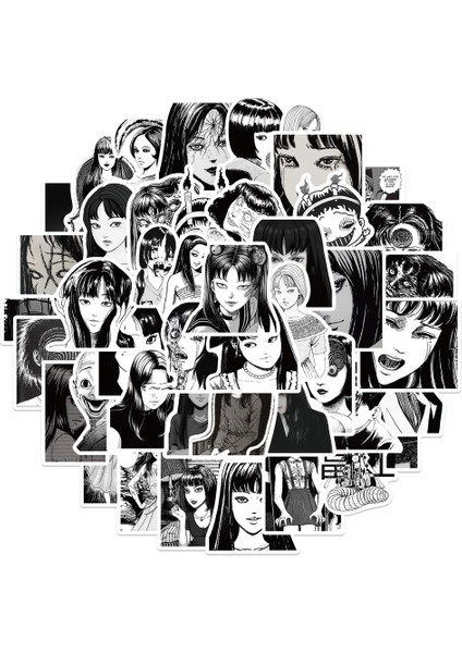 Ben-50 Adet Tarzı Pcs H Çizgi Roman Sticker Siyah ve Beyaz Japon Anime Tomie Kaykay Tekrarlanabilir Bagaj Laptop Sticker (Yurt Dışından)