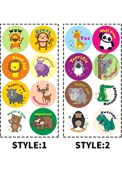 STIL1-100 Adet Tarzı Çocuklar Için Ödül Stickerları Öğretmen Sevimli Hayvanlar Sınıf Motive Edici Sticker Davranış Destek Doğum Günü Hediyesi Erkek Kız Için (Yurt Dışından)