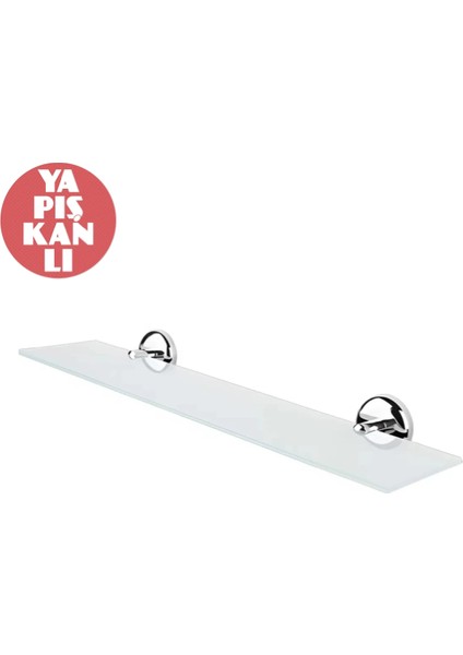 Yapışkanlı Krom Kaplamalı Paslanmaz Buzlu Cam Etajer 40X10CM 4mm YP18