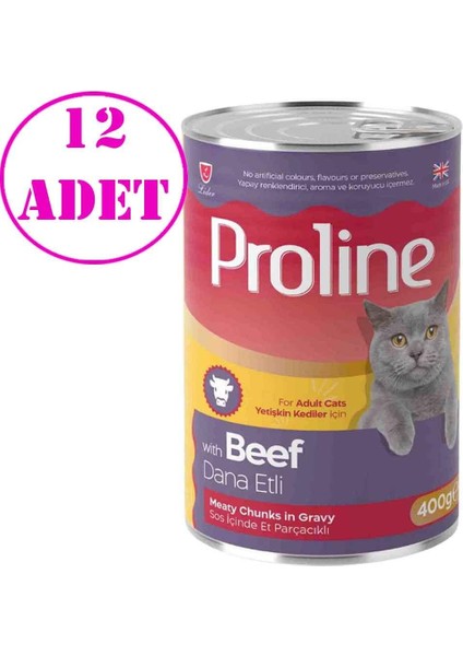Proline Kedi Konserve Maması Biftekli 400 gr 12 Ad