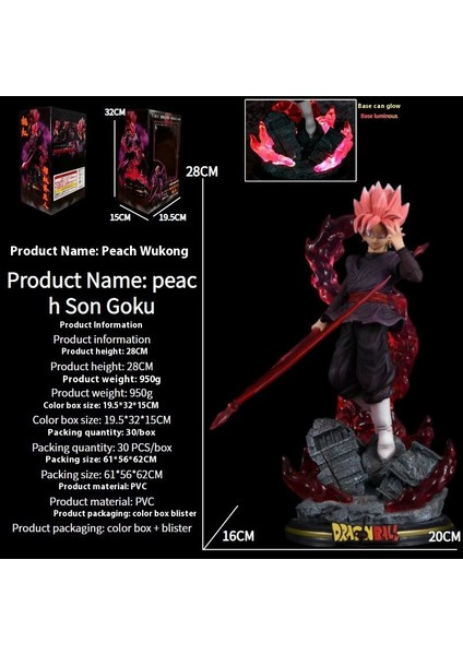 Yedi Dragon Ball Süper Saiyan Şeftali Kırmızı Goku Gelgit Oyun Kolu Modeli Süsler Heykel Hediyeler (Yurt Dışından)