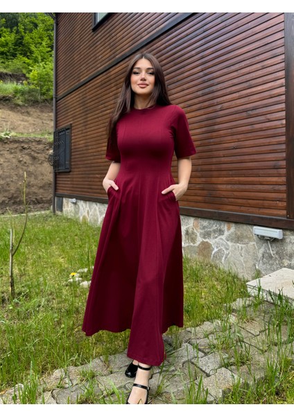 Flotalı Kısa Kollu Elbise