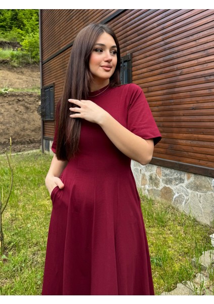 Flotalı Kısa Kollu Elbise