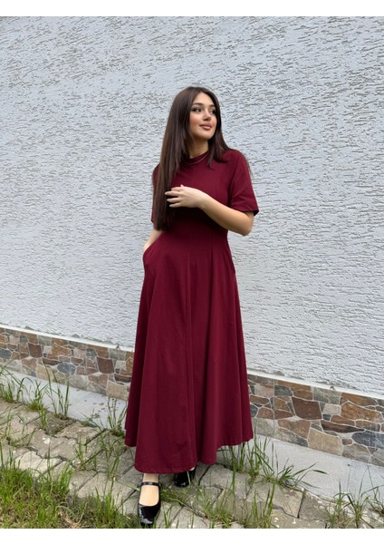 Flotalı Kısa Kollu Elbise
