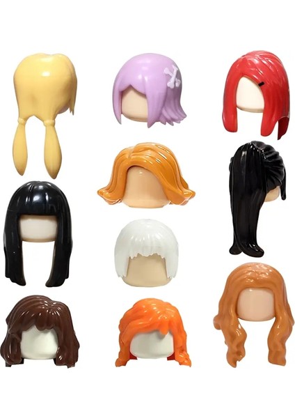 Kt Min Yapı Taşları Kızın Kıvırcık Saç Aksesuarları Moc Tuğlalar Setleri Figürler Saç Çocuk Oyuncakları Renk: Set F 10PCS (Yurt Dışından)