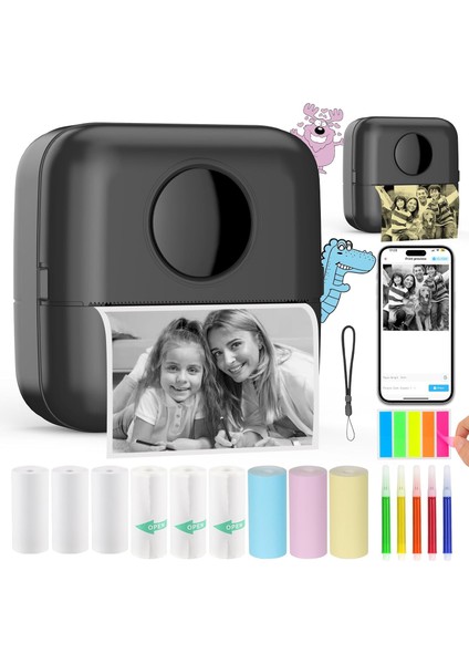 Mini Fotoğraf Resim Yazıcı Kablosuz Etiket Yazıcı Baskı Makinesi Ios Android Uyumlu Termal Printer