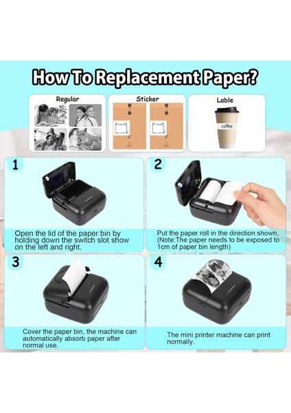 Mini Fotoğraf Resim Yazıcı Kablosuz Etiket Yazıcı Baskı Makinesi Ios Android Uyumlu Termal Printer fırsatları