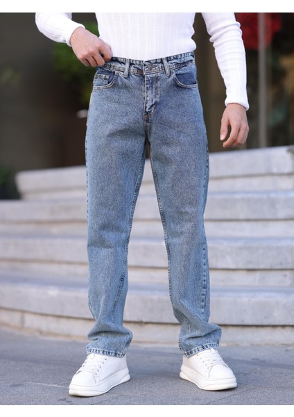Erkek Baggy Fit Casual Denim Kot Pantolon
