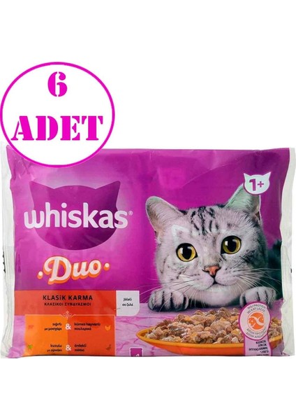 Duo Klasik Karma Lezzetler Kedi Yaş Maması 4'lü 6 Ad