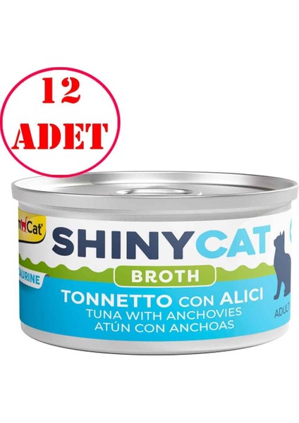 Gimcat Shinycat Kedi Konservesi Ton Balıklı ve Ançuezli 70 gr 12 Ad