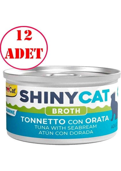 Gimcat Shinycat Kedi Konservesi Çipura ve Ton Balıklı 70 gr 12 Ad