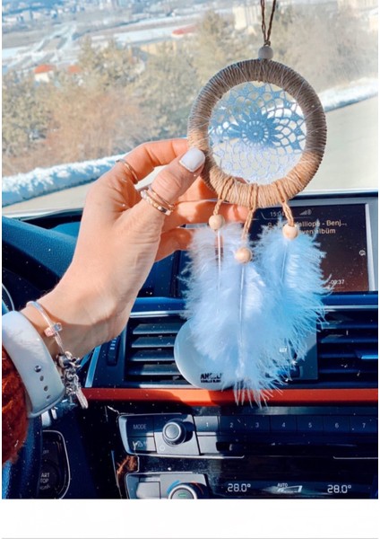 Hasır Ip Jüt El Yapımı Araba Süsü Rüya Kapanı | Düş Kapanı | Dikiz Ayna Süsü | Dreamcatcher | 9 cm