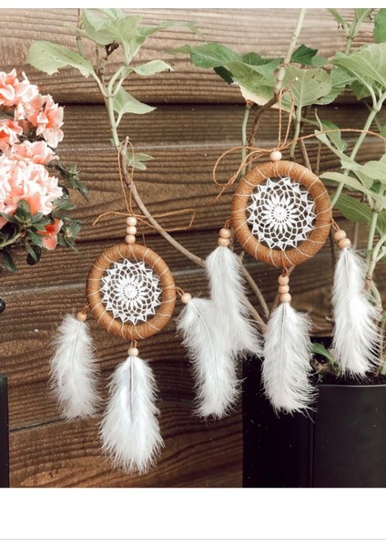 Hasır Ip Jüt El Yapımı Araba Süsü Rüya Kapanı | Düş Kapanı | Dikiz Ayna Süsü | Dreamcatcher | 9 cm