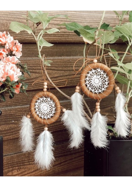 Hasır Ip Jüt El Yapımı Araba Süsü Rüya Kapanı | Düş Kapanı | Dikiz Ayna Süsü | Dreamcatcher | 9 cm