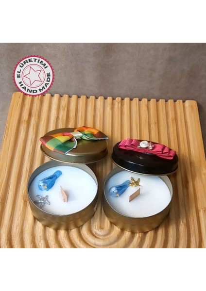 9741 El Yapımı 2'li Yağmur Ormanları ve Vanilya Kokulu Metal Kutuda Mum - 3 x 7 cm