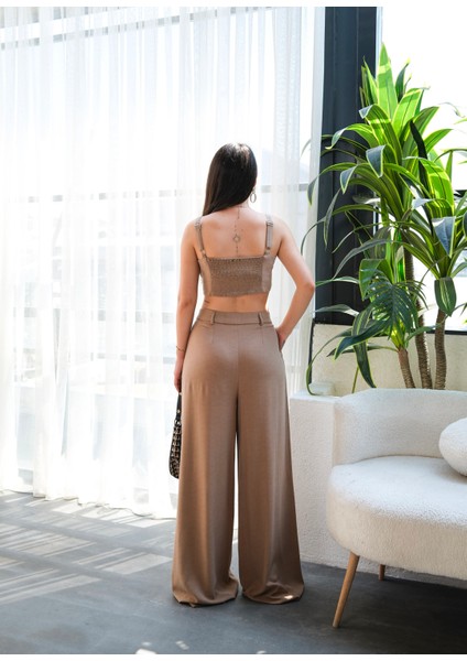 Kadın Keten Gipeli Crop ve Pantolon Ikili Takım fiyatları