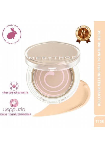 Reelcover Melting Pact 02 Natural Beige SPF50+PA++++ - Yağlı Ciltler Için Yüksek Kapatıcı Fondöten