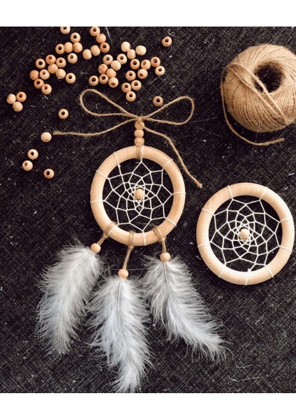 Doğal Ahşap El Yapımı Araba Süsü Rüya Kapanı | Düş Kapanı | Dikiz Ayna Süsü | Dreamcatcher | 9 cm fırsatları