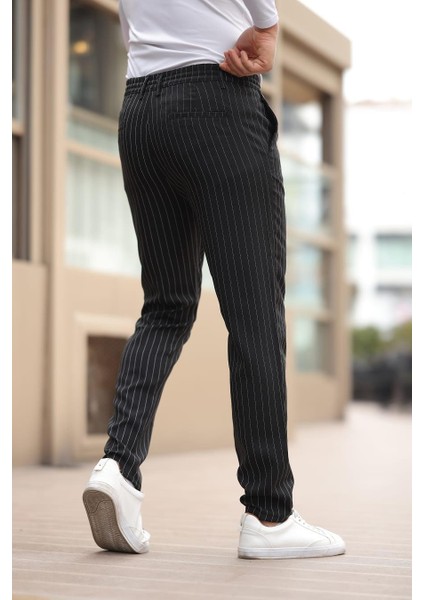 Çizgili Kumaş Erkek Siyah Jogger Pantolon modelleri