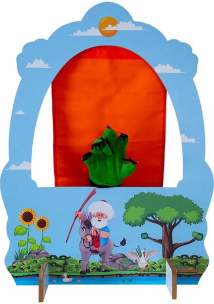 Nasreddin Hoca Temalı Ahşap Anaokulu Kreş Masaüstü Kukla Sahnesi