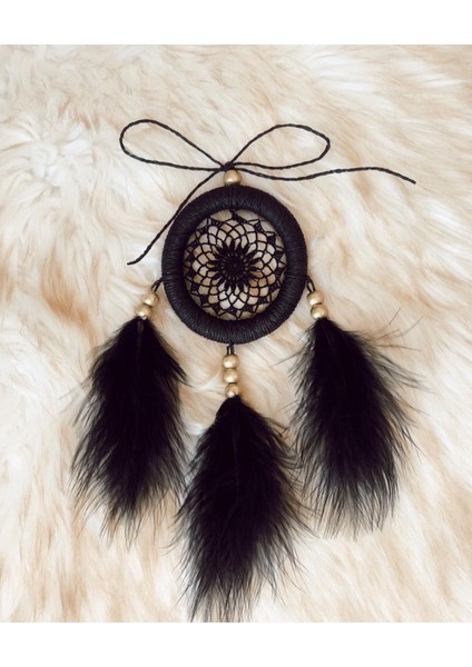 Siyah El Yapımı Araba Süsü Rüya Kapanı | Düş Kapanı | Dikiz Ayna Süsü | Dreamcatcher | 9 cm modelleri