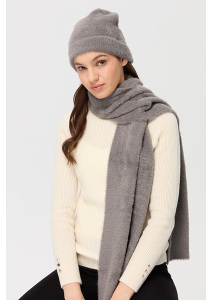 Kadın Triko Afrodit Kaşkol Gri