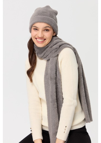 Kadın Triko Afrodit Kaşkol Gri modelleri