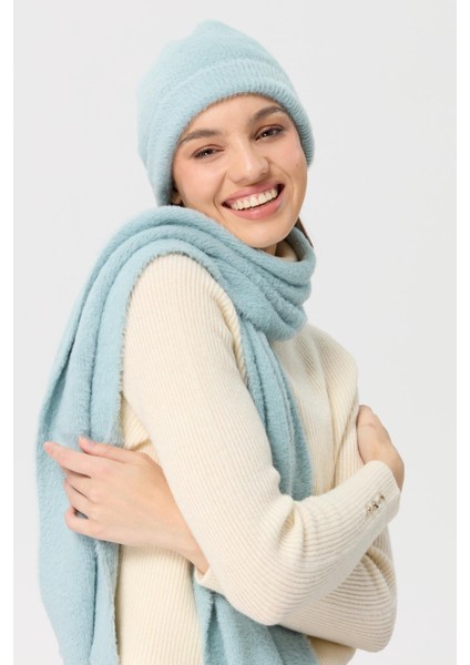 Kadın Triko Afrodit Kaşkol Mint