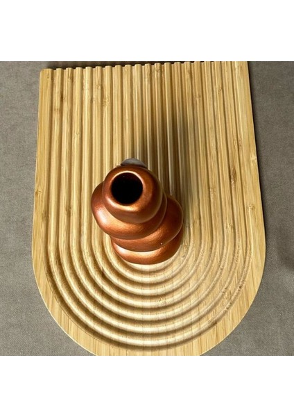 6307 El Yapımı Bakır Taş Motifli Dekoratif Biblo / Vazo - 18 x 9 cm