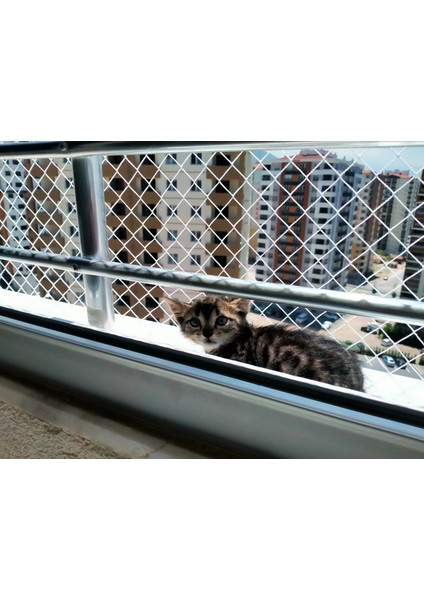 Kedi Filesi 2,5x1,5m (4cm Göz Aralıkları) Kedi Güvenlik Filesi Kedi Koruma Filesi Balkon Güvenlik Filesi Koruma Ağı