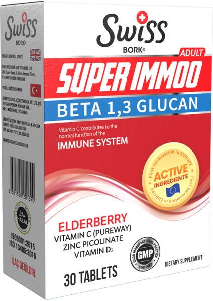 Bork Swiss Natural Super Immoo Beta Glucan 30 Tablet C Vitamini D-Çinko Multivitamin