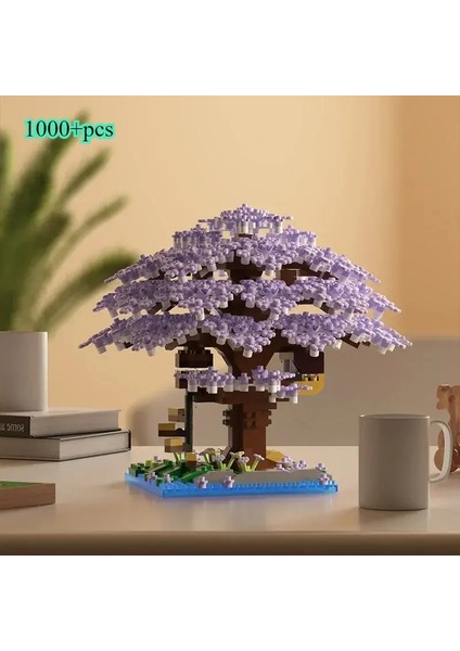 Dıy Mor Romantik Kiraz Çiçeği Çiçek Pembe Ağacı Ev Tren Meclisi Yapı Başları Klasik Model Tuğlalar Çocuklar Için Toys Renk: M3078 Küçük Işık (Yurt Dışından)